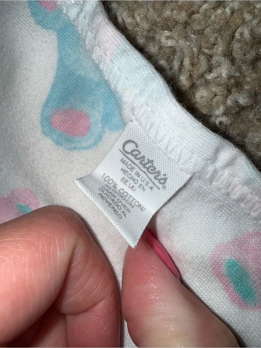 Vintage Carter's Pastel Bear Print Baby Blanket in Pink, Blue & Cream